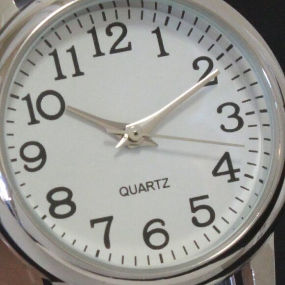 Ladies Easy Reader Dress Watch Silver Tone White Strap Arabic Numerals 28mm - Picture 12 of 12